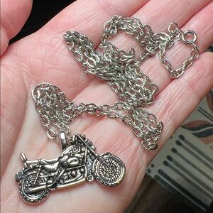 Harley Davidson HD Biker Silver Motorcycle Pendant Necklace